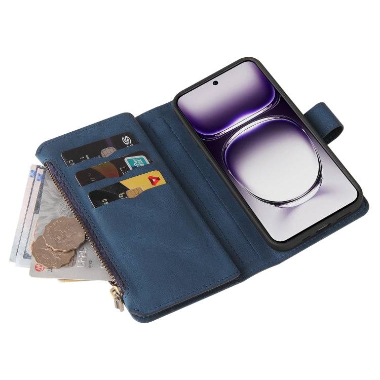 For OPPO Reno12 5G Global Skin Feel Multi Card Slots Zipper Wallet Leather Phone Case