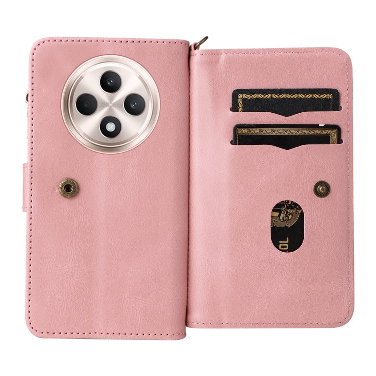 For OPPO Reno12 F 5G Global Skin Feel Multi Card Slots Zipper Wallet Leather Phone Case
