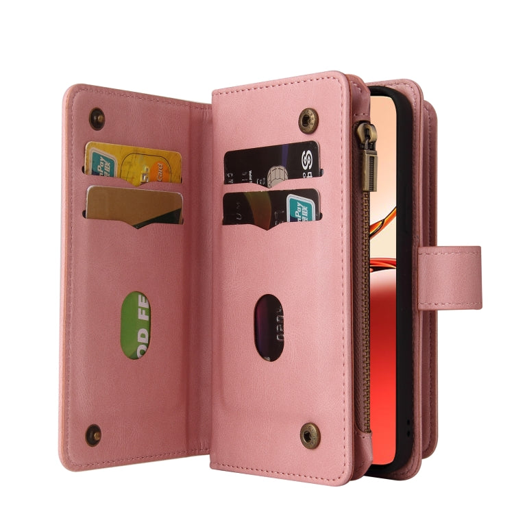 For OPPO Reno12 F 5G Global Skin Feel Multi Card Slots Zipper Wallet Leather Phone Case