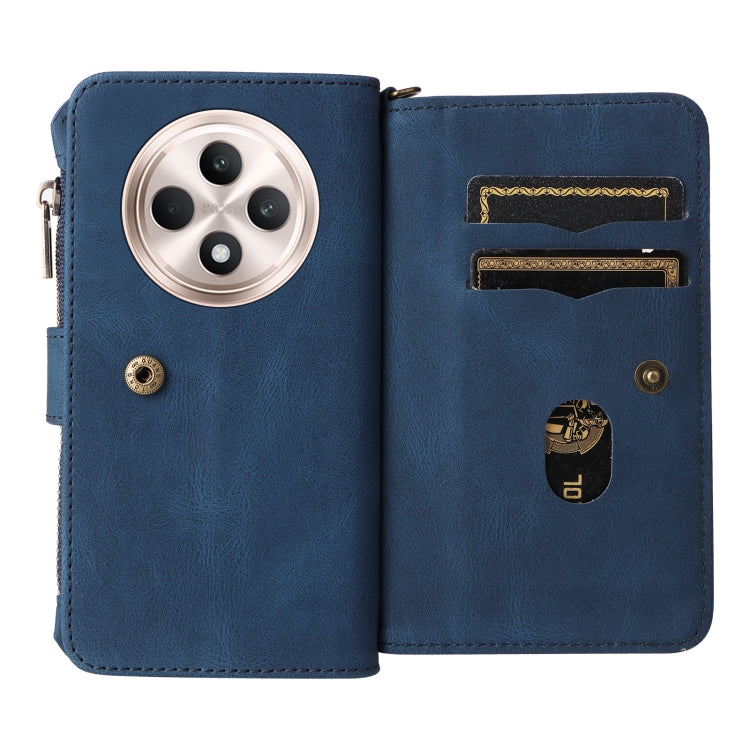 For OPPO Reno12 F 5G Global Skin Feel Multi Card Slots Zipper Wallet Leather Phone Case