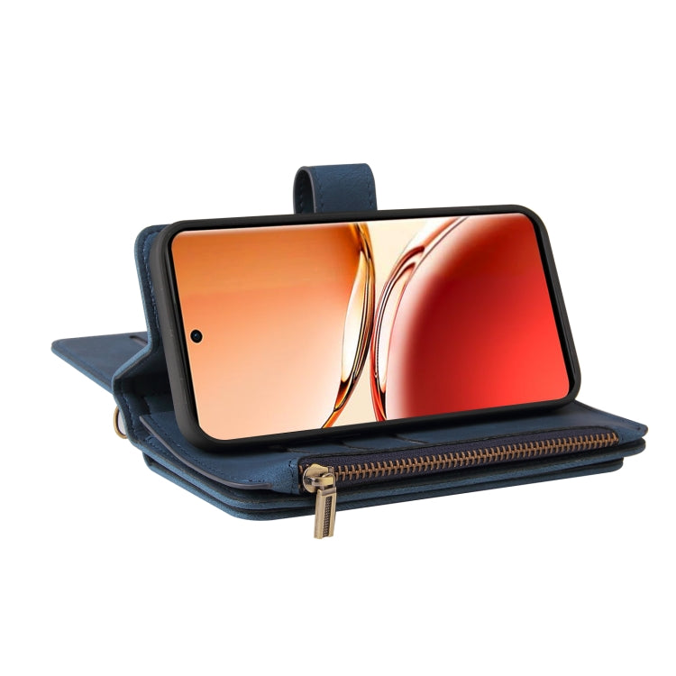 For OPPO Reno12 F 5G Global Skin Feel Multi Card Slots Zipper Wallet Leather Phone Case