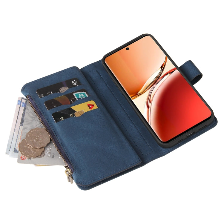 For OPPO Reno12 F 5G Global Skin Feel Multi Card Slots Zipper Wallet Leather Phone Case