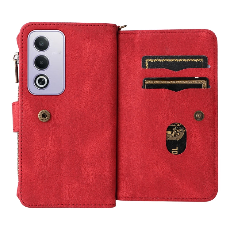 For OPPO A3 Pro 5G / A3 Pro India Skin Feel Multi Card Slots Zipper Wallet Leather Phone Case