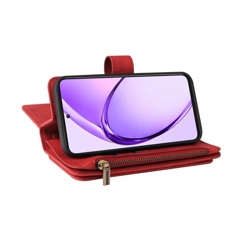 For OPPO A3 Pro 5G / A3 Pro India Skin Feel Multi Card Slots Zipper Wallet Leather Phone Case