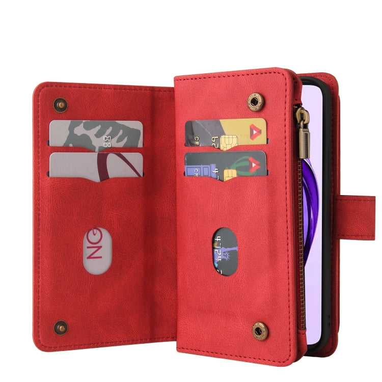 For OPPO A3 Pro 5G / A3 Pro India Skin Feel Multi Card Slots Zipper Wallet Leather Phone Case
