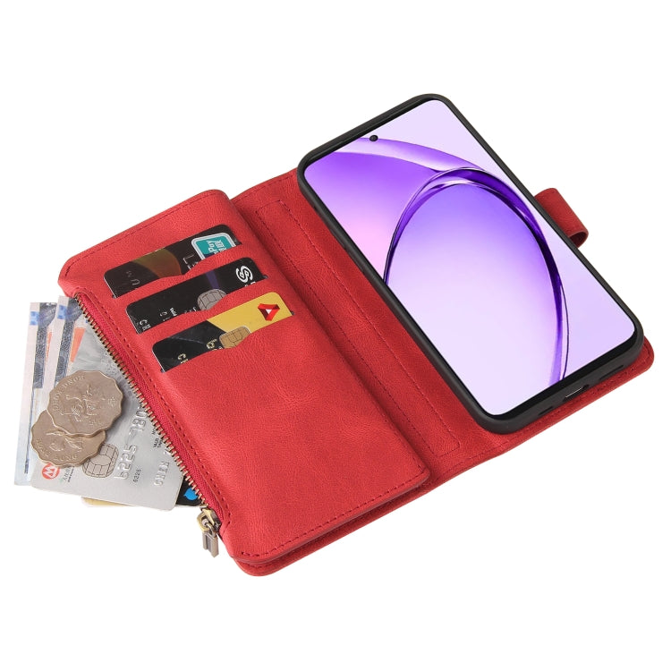 For OPPO A3 Pro 5G / A3 Pro India Skin Feel Multi Card Slots Zipper Wallet Leather Phone Case