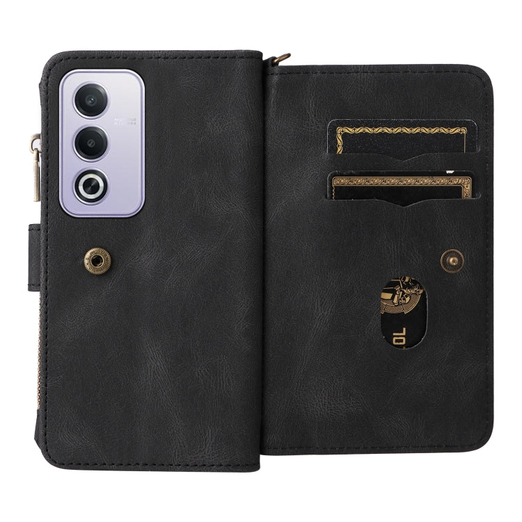 For OPPO A3 Pro 5G / A3 Pro India Skin Feel Multi Card Slots Zipper Wallet Leather Phone Case