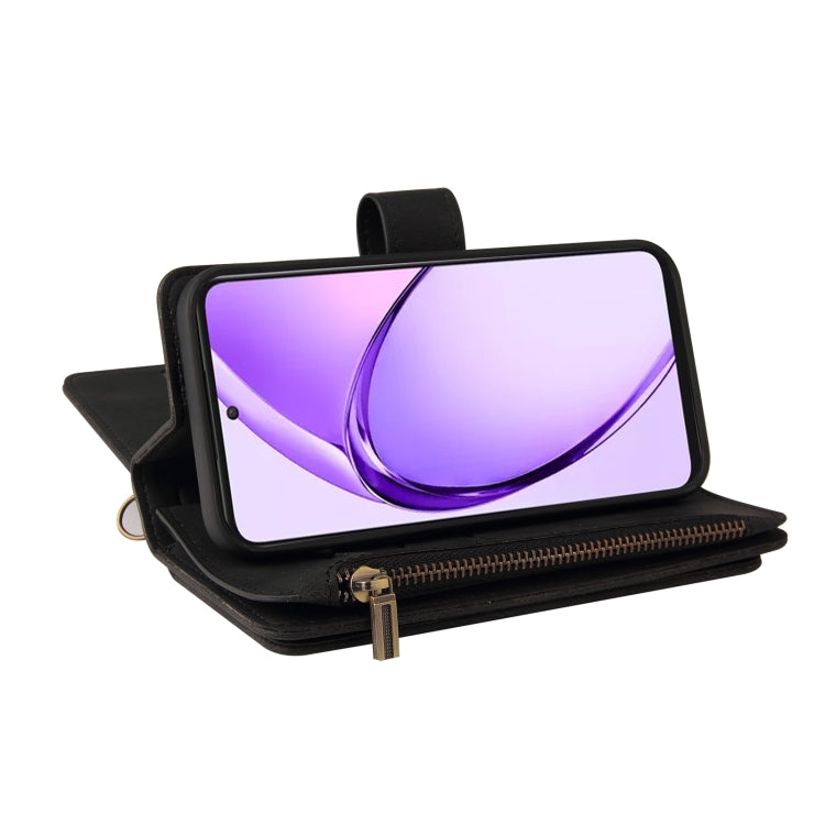 For OPPO A3 Pro 5G / A3 Pro India Skin Feel Multi Card Slots Zipper Wallet Leather Phone Case