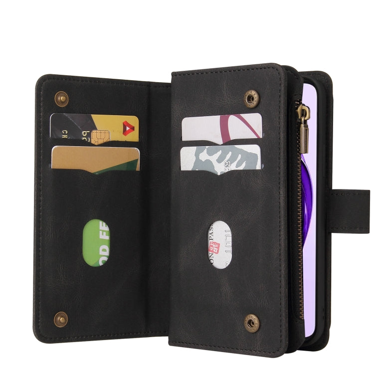 For OPPO A3 Pro 5G / A3 Pro India Skin Feel Multi Card Slots Zipper Wallet Leather Phone Case
