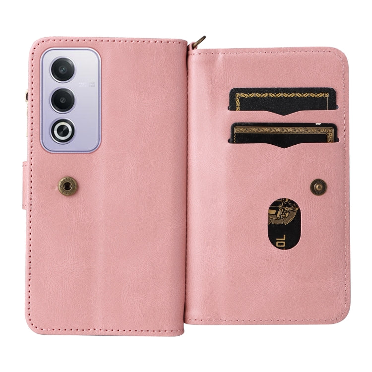 For OPPO A3 Pro 5G / A3 Pro India Skin Feel Multi Card Slots Zipper Wallet Leather Phone Case