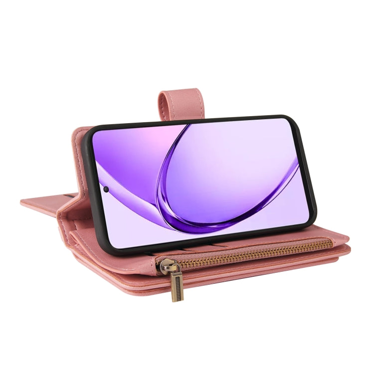 For OPPO A3 Pro 5G / A3 Pro India Skin Feel Multi Card Slots Zipper Wallet Leather Phone Case