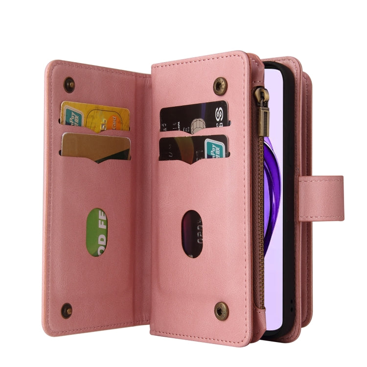For OPPO A3 Pro 5G / A3 Pro India Skin Feel Multi Card Slots Zipper Wallet Leather Phone Case
