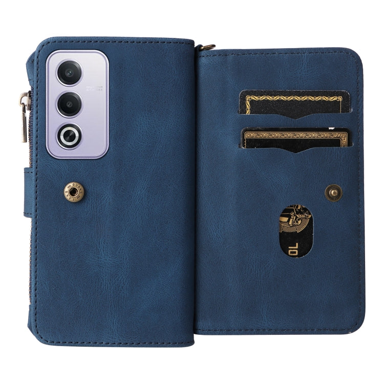 For OPPO A3 Pro 5G / A3 Pro India Skin Feel Multi Card Slots Zipper Wallet Leather Phone Case