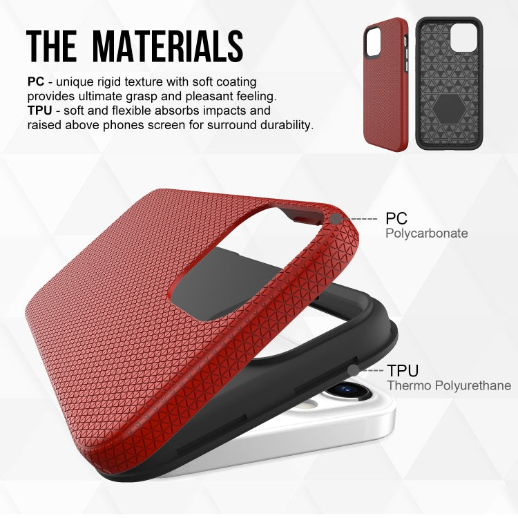 For iPhone 12 / 12 Pro Triangle Armor Texture TPU + PC Case
