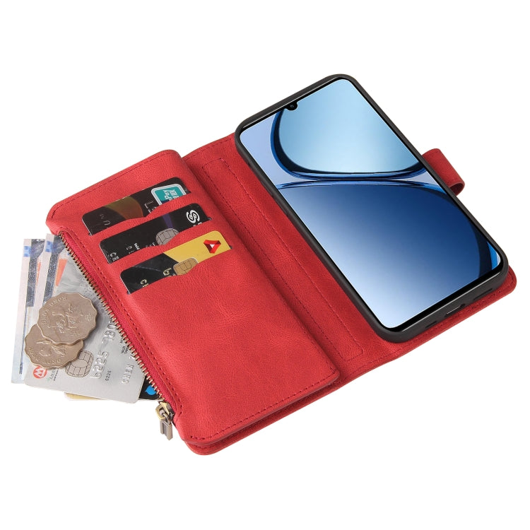 For Realme C63 / C61 / Note 60 Skin Feel Multi Card Slots Zipper Wallet Leather Phone Case