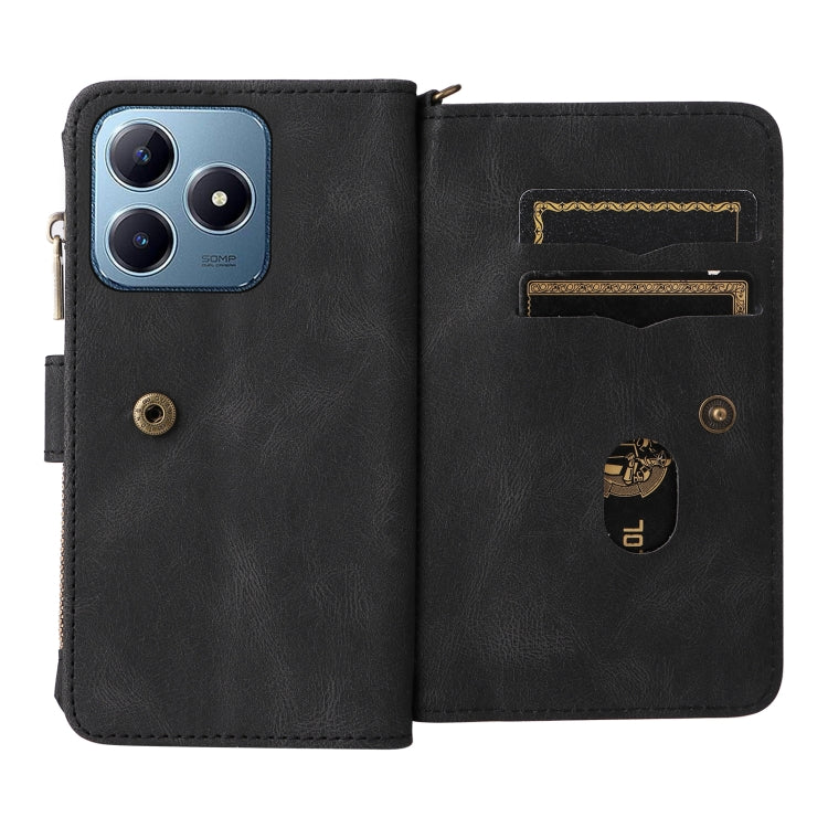 For Realme C63 / C61 / Note 60 Skin Feel Multi Card Slots Zipper Wallet Leather Phone Case