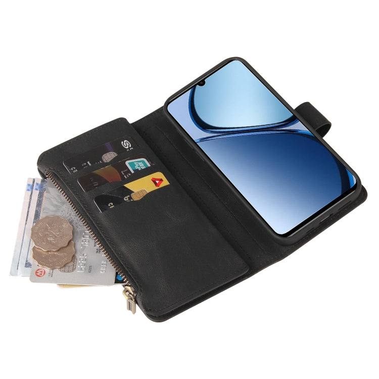 For Realme C63 / C61 / Note 60 Skin Feel Multi Card Slots Zipper Wallet Leather Phone Case