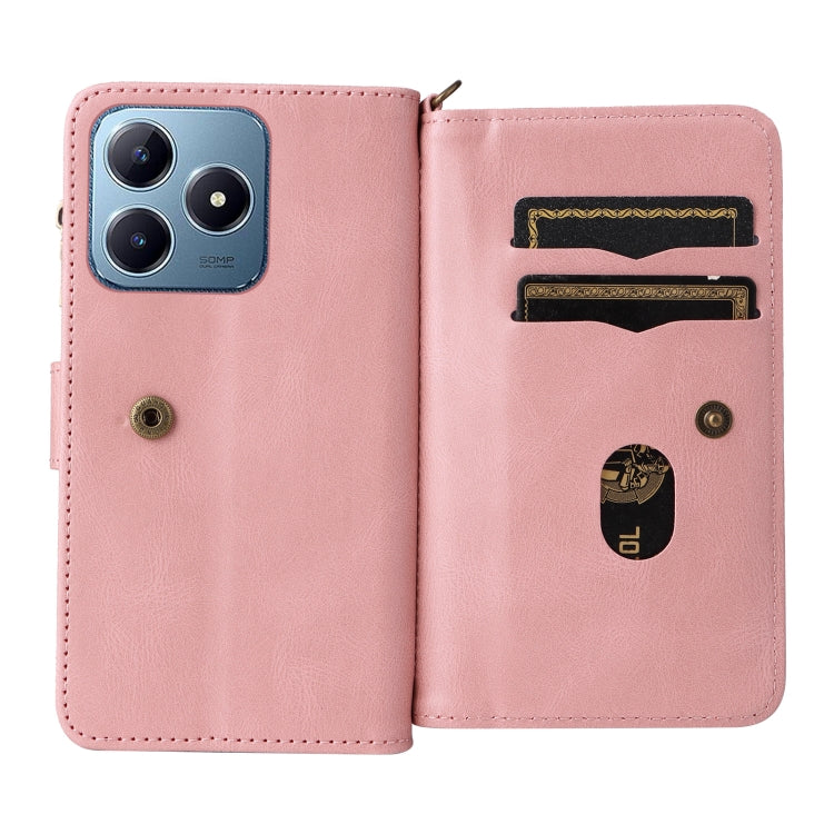 For Realme C63 / C61 / Note 60 Skin Feel Multi Card Slots Zipper Wallet Leather Phone Case