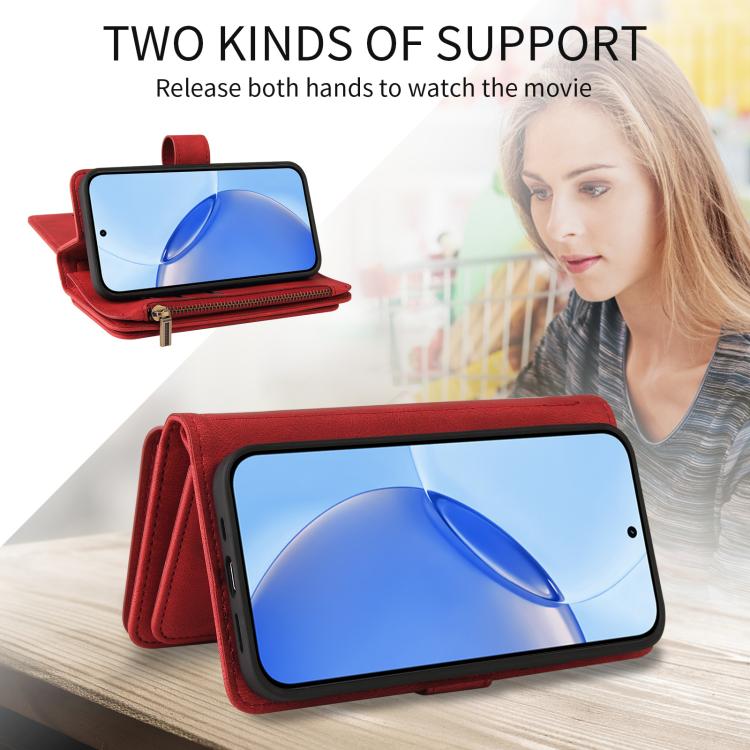 For Realme 16 Pro 5G Skin Feel Multi Card Slots Zipper Wallet Leather Phone Case