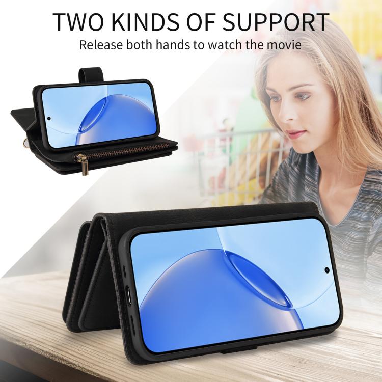 For Realme 16 Pro 5G Skin Feel Multi Card Slots Zipper Wallet Leather Phone Case