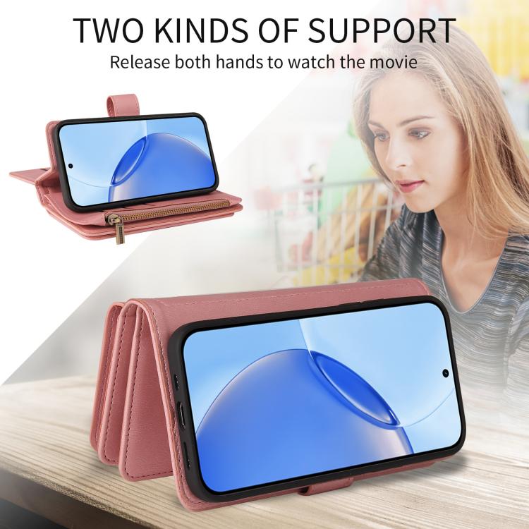 For Realme 16 Pro 5G Skin Feel Multi Card Slots Zipper Wallet Leather Phone Case
