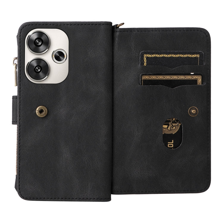 For Xiaomi Poco F6 Skin Feel Multi Card Slots Zipper Wallet Leather Phone Case