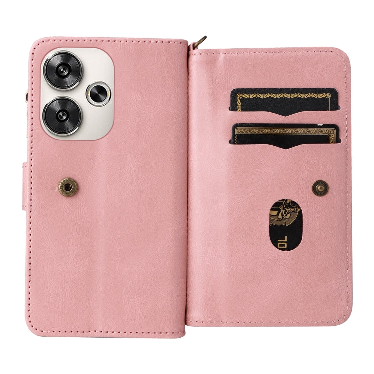 For Xiaomi Poco F6 Skin Feel Multi Card Slots Zipper Wallet Leather Phone Case