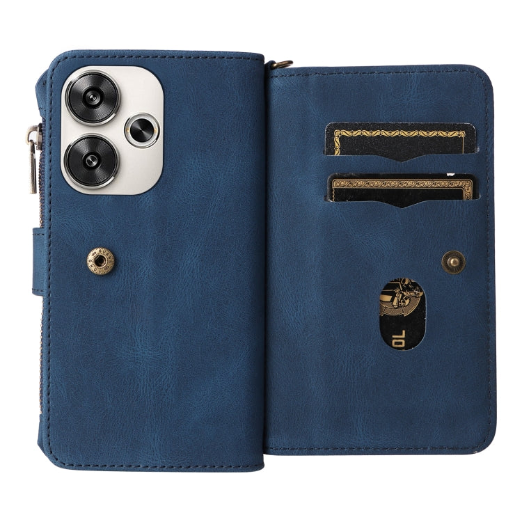 For Xiaomi Poco F6 Skin Feel Multi Card Slots Zipper Wallet Leather Phone Case