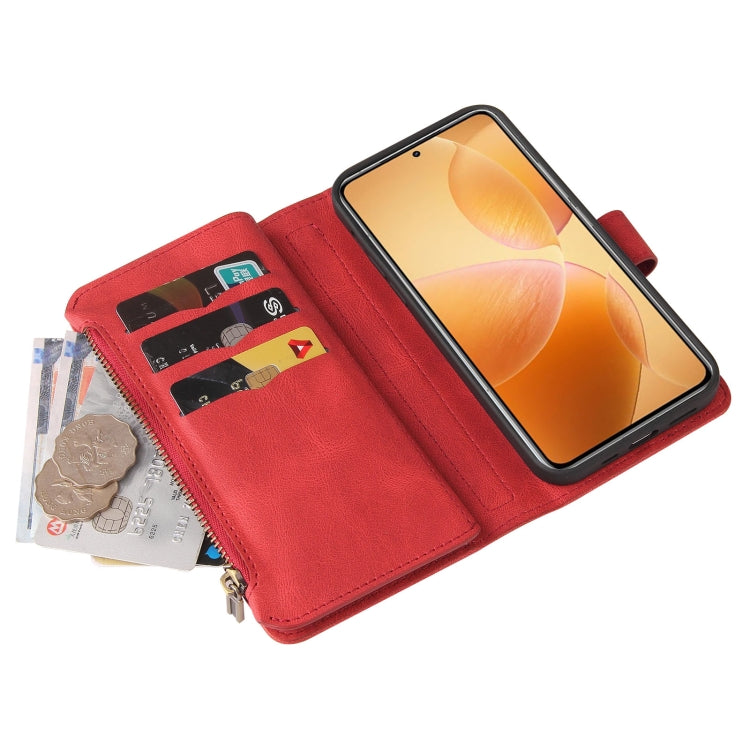 For Xiaomi 14T Pro Skin Feel Multi Card Slots Zipper Wallet Leather Phone Case