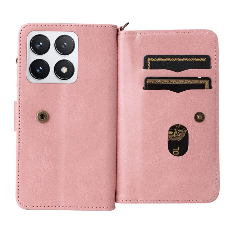 For Xiaomi 14T Pro Skin Feel Multi Card Slots Zipper Wallet Leather Phone Case