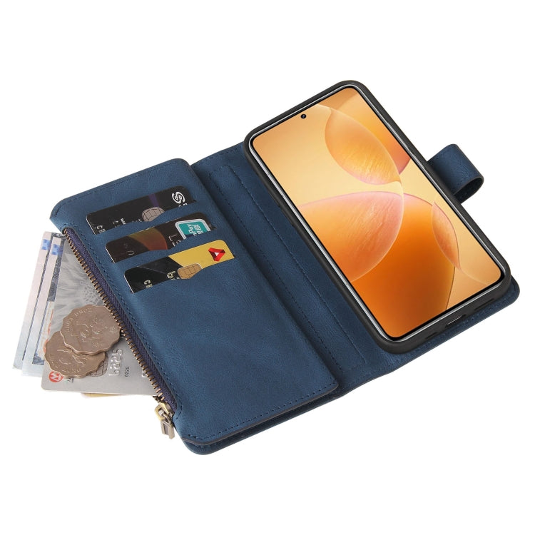 For Xiaomi 14T Pro Skin Feel Multi Card Slots Zipper Wallet Leather Phone Case