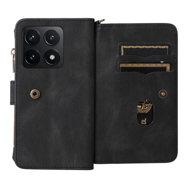 For Xiaomi 14T Skin Feel Multi Card Slots Zipper Wallet Leather Phone Case