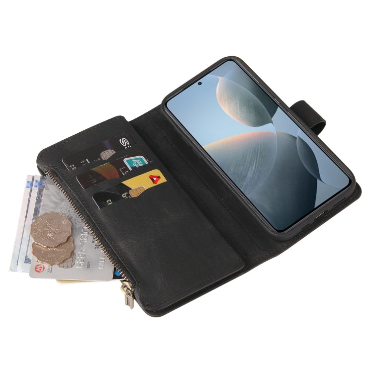 For Xiaomi 14T Skin Feel Multi Card Slots Zipper Wallet Leather Phone Case
