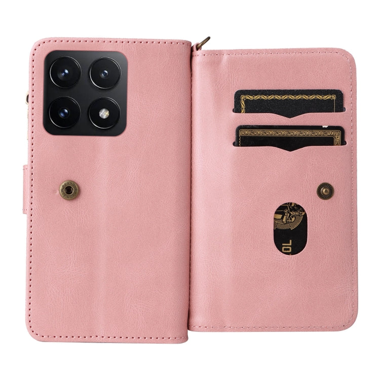 For Xiaomi 14T Skin Feel Multi Card Slots Zipper Wallet Leather Phone Case