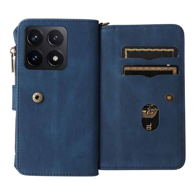 For Xiaomi 14T Skin Feel Multi Card Slots Zipper Wallet Leather Phone Case