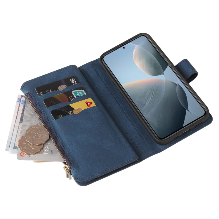 For Xiaomi 14T Skin Feel Multi Card Slots Zipper Wallet Leather Phone Case