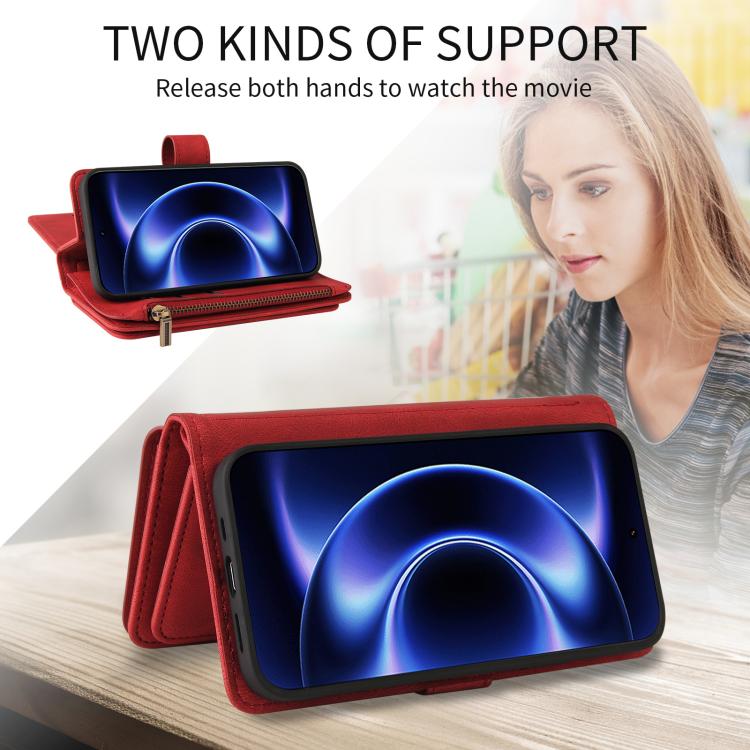 For Xiaomi 17 Ultra Skin Feel Multi Card Slots Zipper Wallet Leather Phone Case