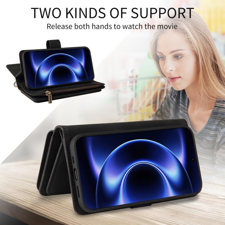 For Xiaomi 17 Ultra Skin Feel Multi Card Slots Zipper Wallet Leather Phone Case