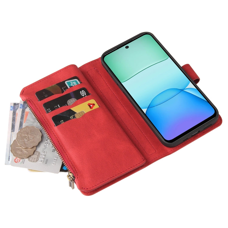 For Redmi 13 4G Global Skin Feel Multi Card Slots Zipper Wallet Leather Phone Case