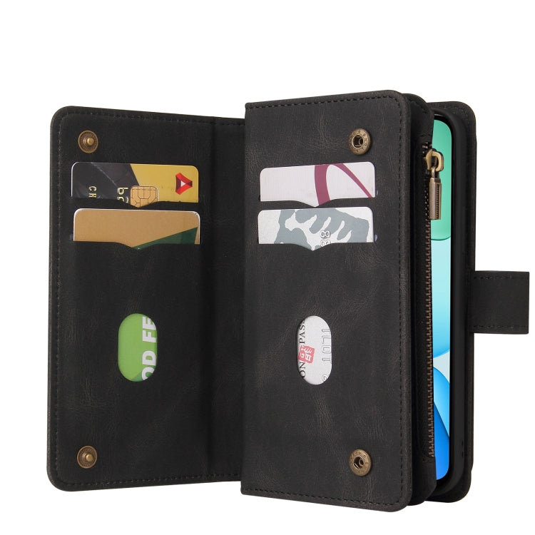 For Redmi 13 4G Global Skin Feel Multi Card Slots Zipper Wallet Leather Phone Case