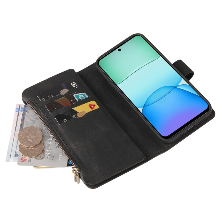For Redmi 13 4G Global Skin Feel Multi Card Slots Zipper Wallet Leather Phone Case