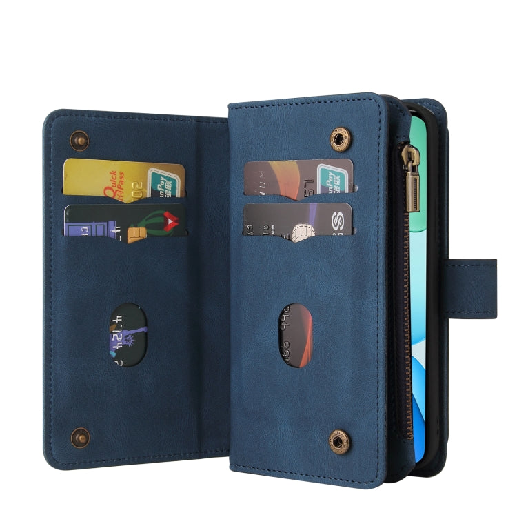 For Redmi 13 4G Global Skin Feel Multi Card Slots Zipper Wallet Leather Phone Case