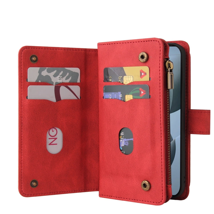 For Redmi K70 Skin Feel Multi Card Slots Zipper Wallet Leather Phone Case