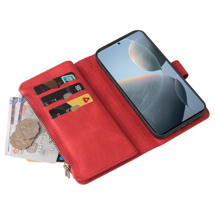 For Redmi K70 Skin Feel Multi Card Slots Zipper Wallet Leather Phone Case