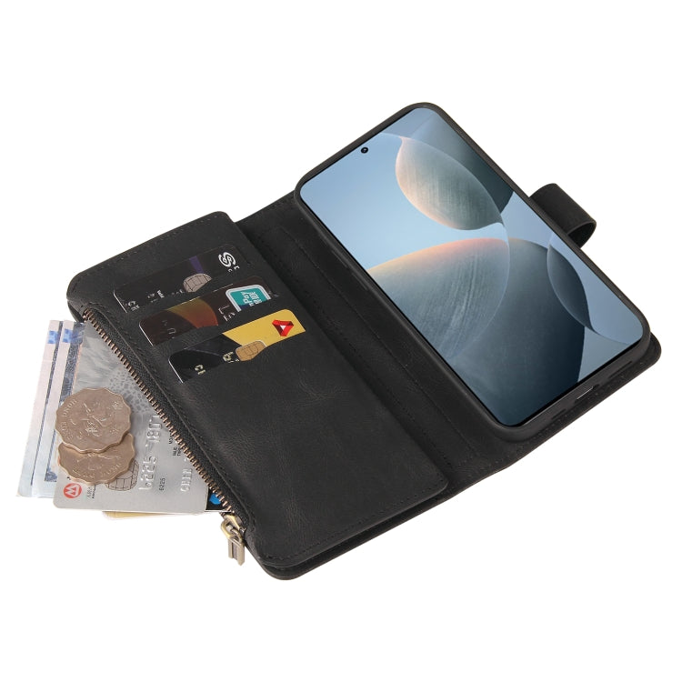 For Redmi K70 Skin Feel Multi Card Slots Zipper Wallet Leather Phone Case