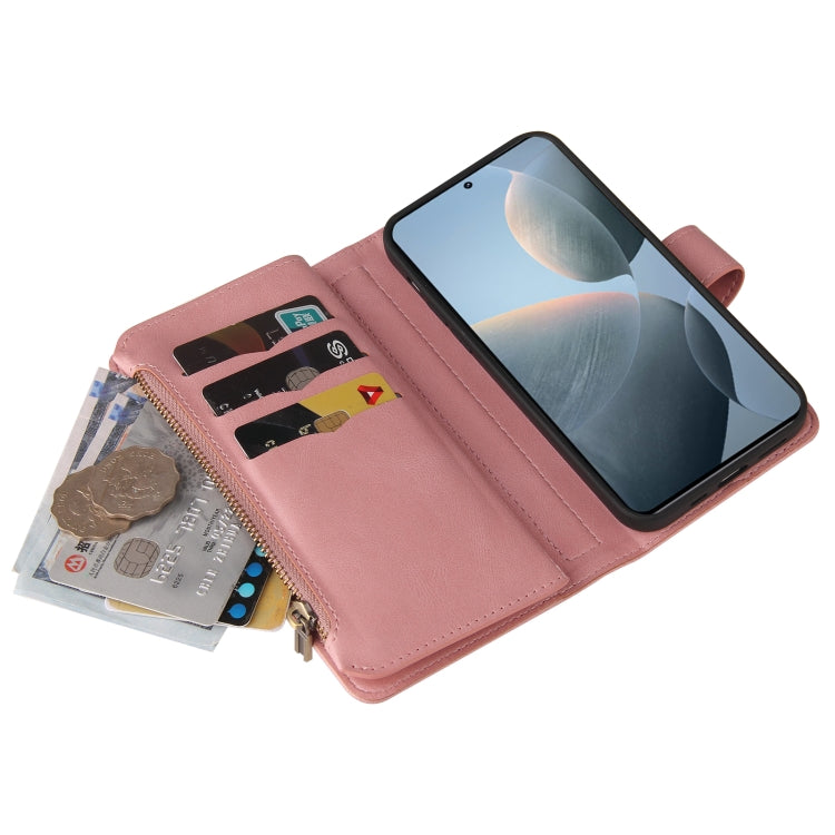 For Redmi K70 Skin Feel Multi Card Slots Zipper Wallet Leather Phone Case
