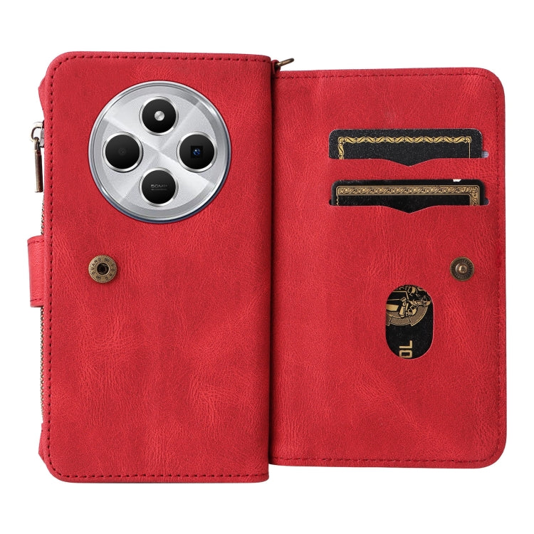 For Redmi 14C 4G Global Skin Feel Multi Card Slots Zipper Wallet Leather Phone Case