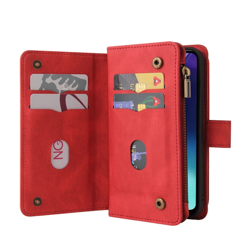 For Redmi 14C 4G Global Skin Feel Multi Card Slots Zipper Wallet Leather Phone Case