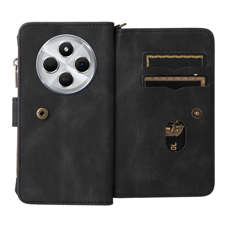 For Redmi 14C 4G Global Skin Feel Multi Card Slots Zipper Wallet Leather Phone Case