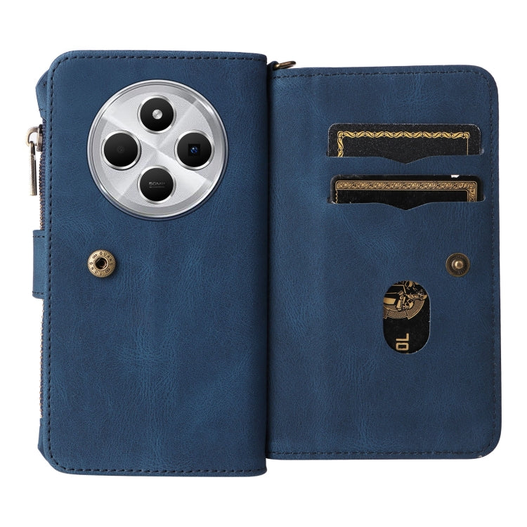 For Redmi 14C 4G Global Skin Feel Multi Card Slots Zipper Wallet Leather Phone Case